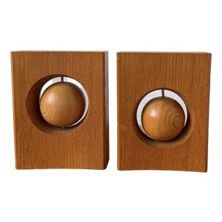 Constructivist Wooden Bookends, 1970s, Set of 2 For Sale