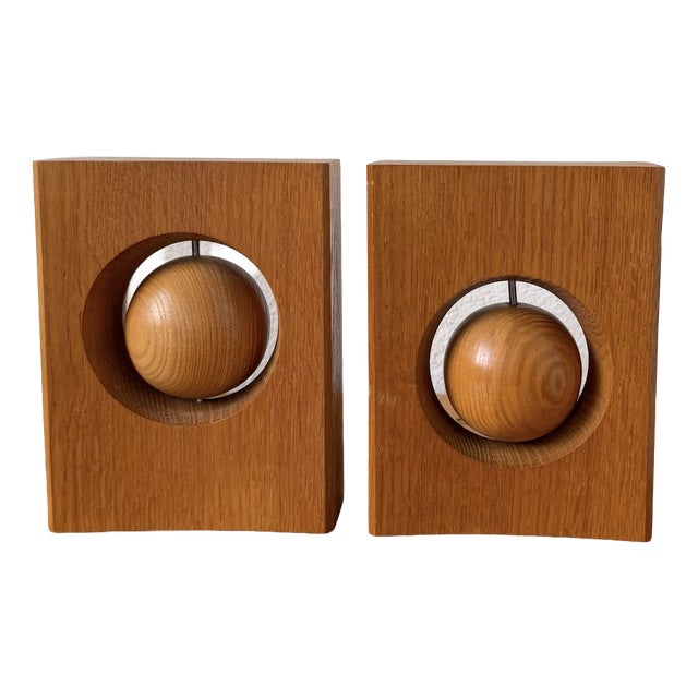 Constructivist Wooden Bookends, 1970s, Set of 2 For Sale