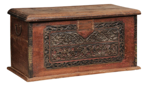 Early 20th C. Teak Box W/ Intricate Carvings