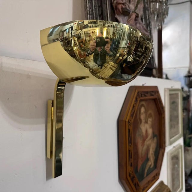 Two 1980s Elegant Mid-Century Modern Brass Italian Wall Sconces by Lumi Milano For Sale - Image 10 of 13