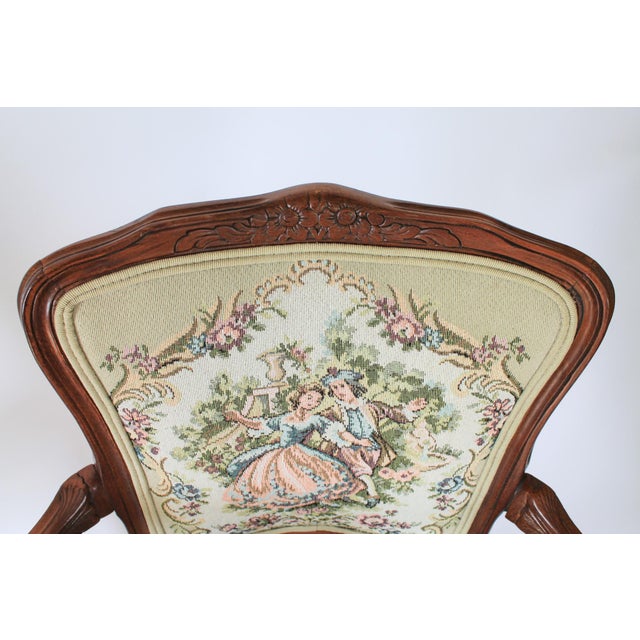 Cream Late 20th Century French Louis XV Style Needlepoint Armchairs For Sale - Image 8 of 16