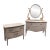 1940s Birds Eye Maple Dresser and Nightstand With Maple Harp Mirror For Sale