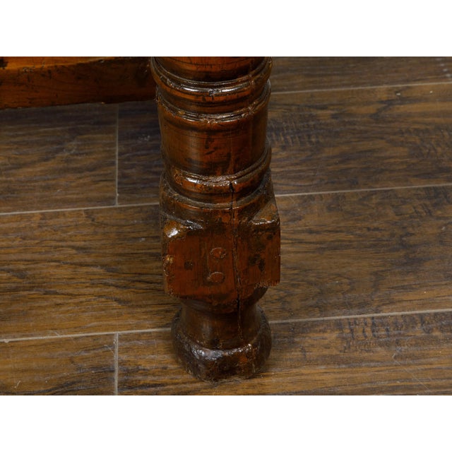 18th Century Spanish Walnut Console Table with Carved Drawers and Baluster Legs For Sale - Image 4 of 12