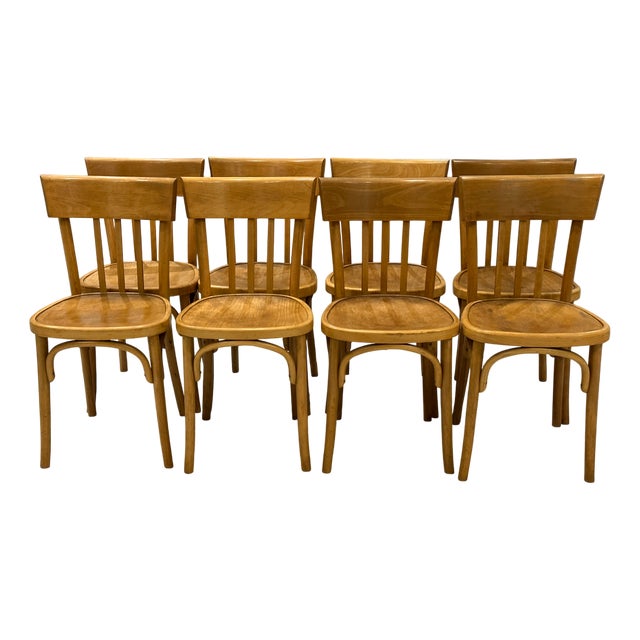Vintage French Bistro Chairs, 1960s, Set of 8 For Sale