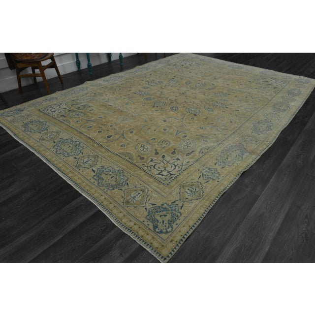 Persian 1970s Vintage Persian Handknotted Wool Green Oversize Area Rug For Sale - Image 3 of 11
