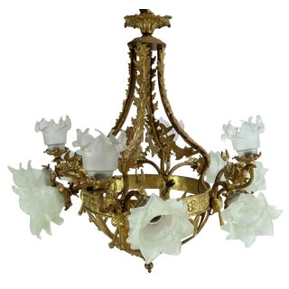 Chandelier with 12 Lights in Gilt Bronze, Late 19th Century For Sale