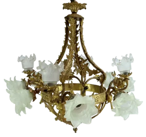 Chandelier with 12 Lights in Gilt Bronze, Late 19th Century