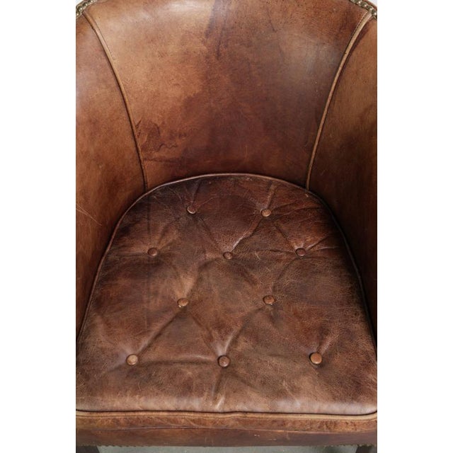 English Cognac Cowhide Leather Occasional Chairs, Set of 2 For Sale - Image 9 of 14