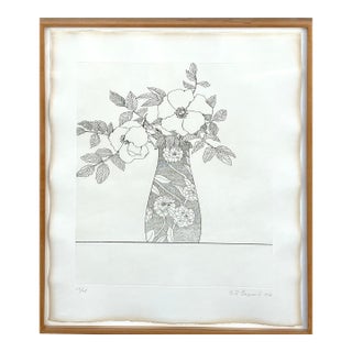 Ed Baynard, Zen Minimalist Flowers Etching American Modernist Ed Baynard Pop Art Print For Sale