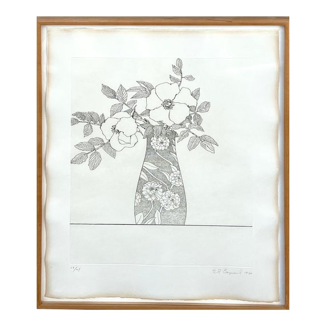 Ed Baynard, Zen Minimalist Flowers Etching American Modernist Ed Baynard Pop Art Print For Sale