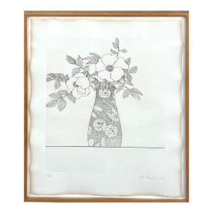 Ed Baynard, Zen Minimalist Flowers Etching American Modernist Ed Baynard Pop Art Print