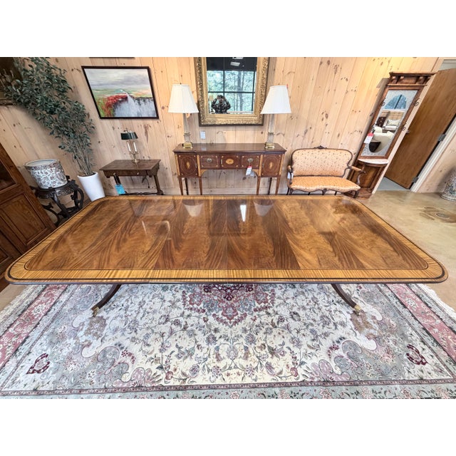 Traditional Late 20th Century Baker Stately Homes Georgian Mahogany Pedestal Dining Table For Sale - Image 3 of 12