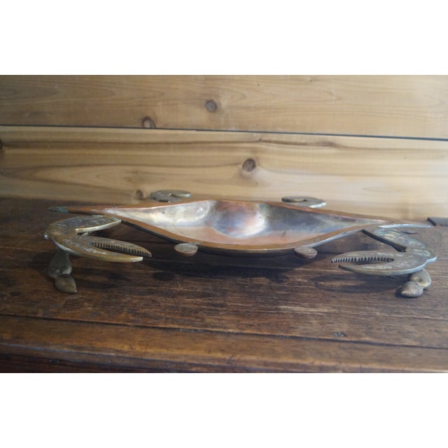1960s Large Mexican Copper Brass Abalone Crab Tray Dish For Sale - Image 13 of 14