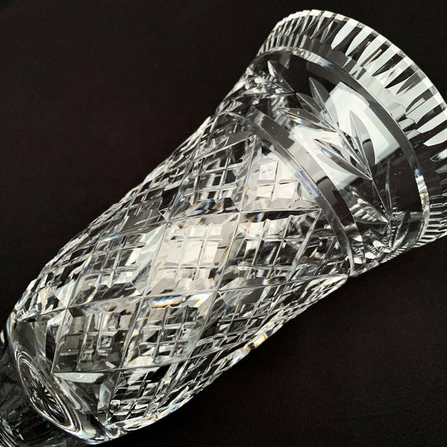 Old Vintage Waterford Crystal Footed Vase in a Glandore Pattern