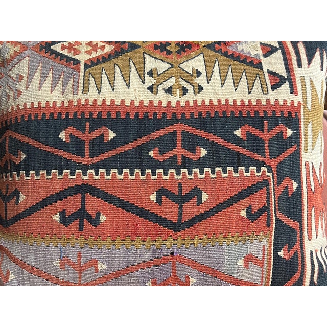 Handwoven Antique Kilim Rug Pillows, Geometric Design, 20th Century For Sale - Image 4 of 9