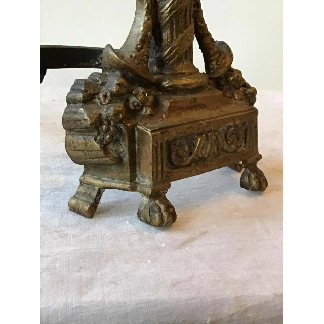 1920s antique brass ornate andirons.