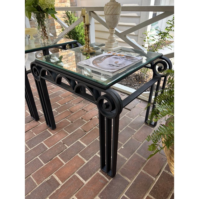 Metal Pair of 1920s French Deco Style Iron Metal Occasional Side Tables For Sale - Image 7 of 11