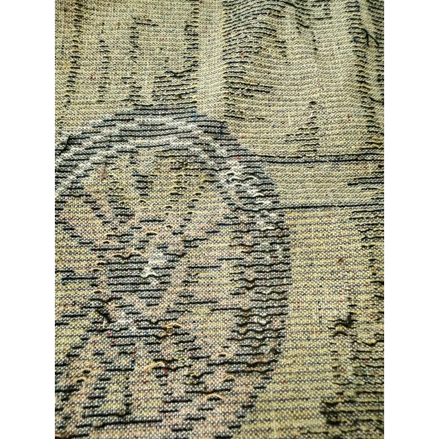 Large Vintage Belgian Jacquard Woven Wall Tapestry, Family Cottage Scene, 70" For Sale - Image 9 of 12