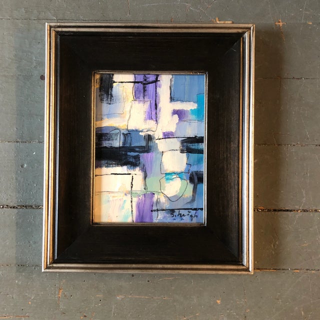 Contemporary Original Stephen Heigh Small Abstract Painting Framed & Signed “By the Sea” For Sale - Image 4 of 4