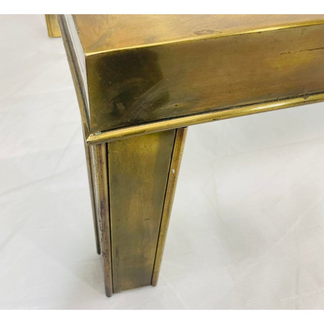 Vintage American Brass & Glass Coffee Table Attributed to Mastercraft For Sale - Image 11 of 18