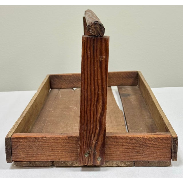 Brown Antique Rustic Handled Berry Basket Tray For Sale - Image 8 of 10