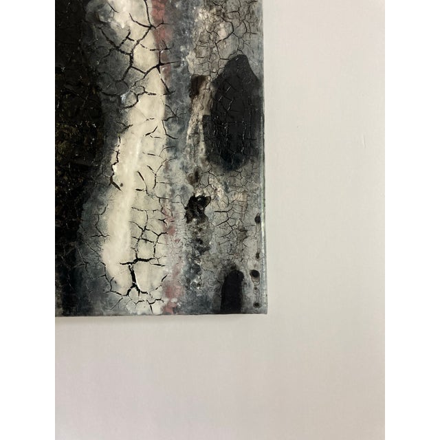 Abstract Abstract Black White and Salmon Painting For Sale - Image 3 of 4