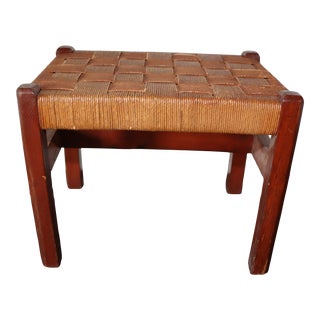 Arts & Crafts Pine Woven Footstool For Sale
