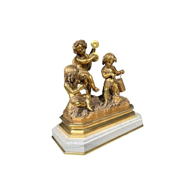 19th Century Gilded Bronze Sculptural Group, 1900 For Sale - Image 12 of 18