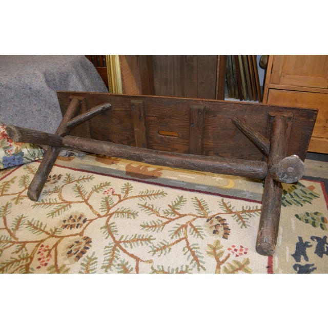 1980s Rustic Old Hickory Indiana Oak Wood / Log Bench Dining Seat For Sale - Image 15 of 16