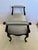 Carved Mahogany Bench With Grey Silk Upholstery For Sale - Image 11 of 11