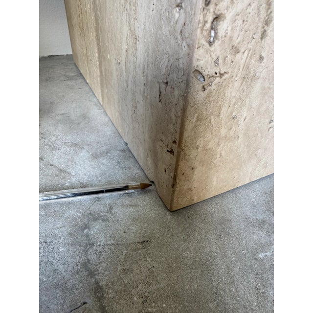 Italian Postmodern Guy Barker for Ello Travertine and Brass Console / Sold For Sale - Image 9 of 11