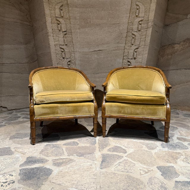 1960s Faux Bamboo Lounge Chairs Century Furniture Hickory Nc For Sale - Image 11 of 12