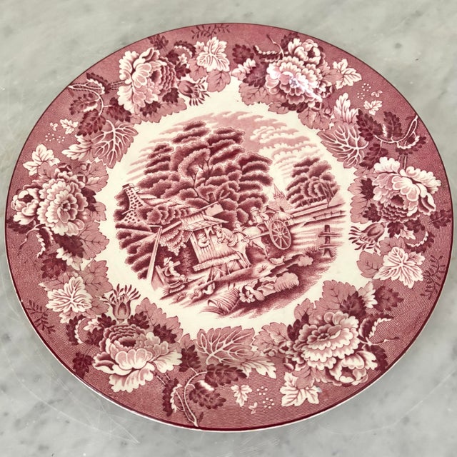 Mid 20th Century Antique English Pink Transferware Plate For Sale - Image 5 of 5