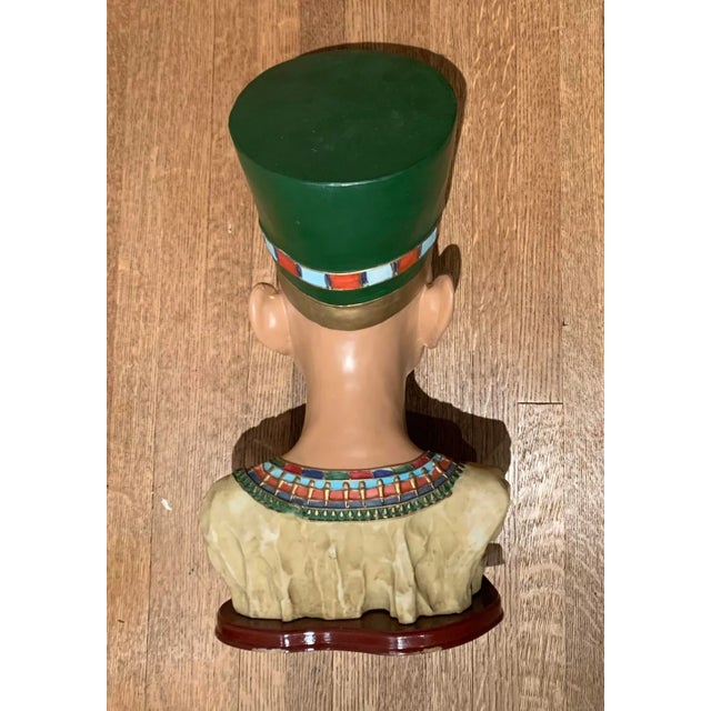 1990s Vintage Composite Painted Egyptian Bust For Sale - Image 5 of 13