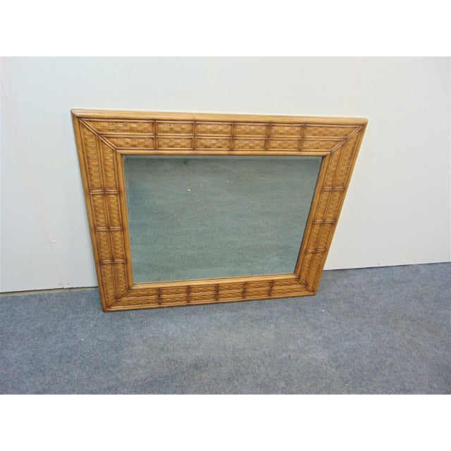 Late 20th Century Mid Century Style Bamboo & Wicker Mirror For Sale - Image 5 of 5