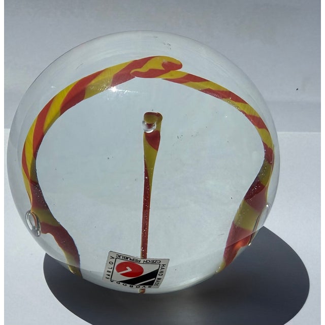 1980s Vintage Svoboda Art Glass Paperweight For Sale - Image 5 of 5