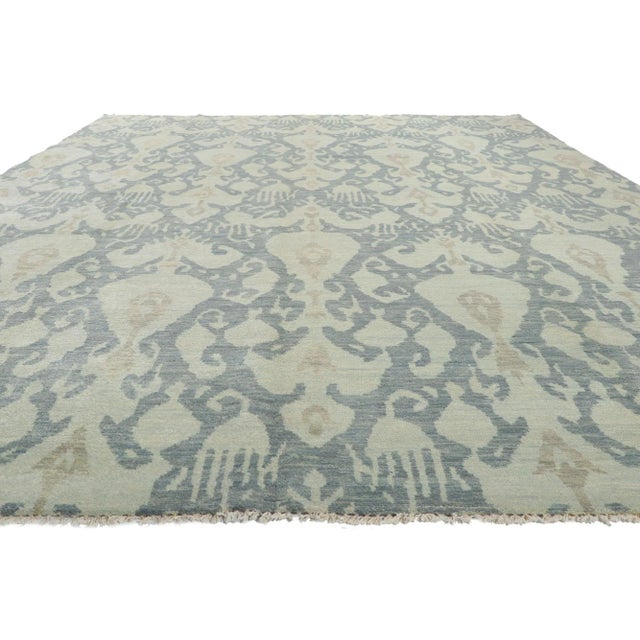 Modern 2010s Vintage Soft Blue Ikat Rug, 10'00 X 13'08 For Sale - Image 3 of 10