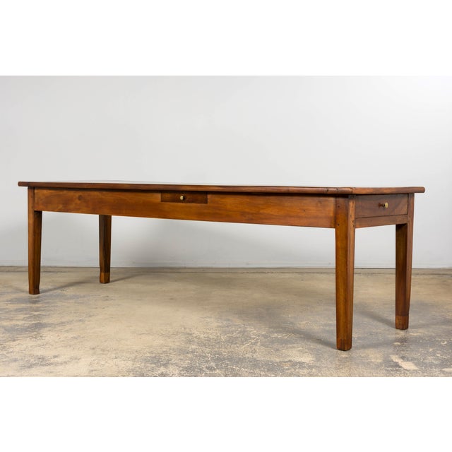 Brown Late 19th Century French Provincial Walnut Farmhouse Table With Four Drawers For Sale - Image 8 of 18