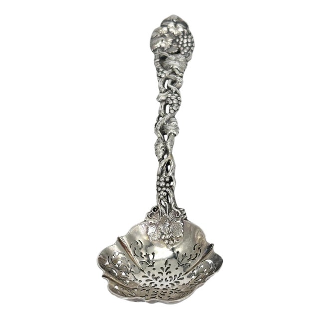 Victorian Pierced Sterling Fruit or Sugar Sifter by George Angell, London, 1871 For Sale