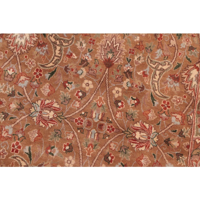 Shabby Chic 1990's Floral Pak-Persian Brown/Green Wool Rug - 8'1'' X 10'10'' For Sale In New York - Image 6 of 9