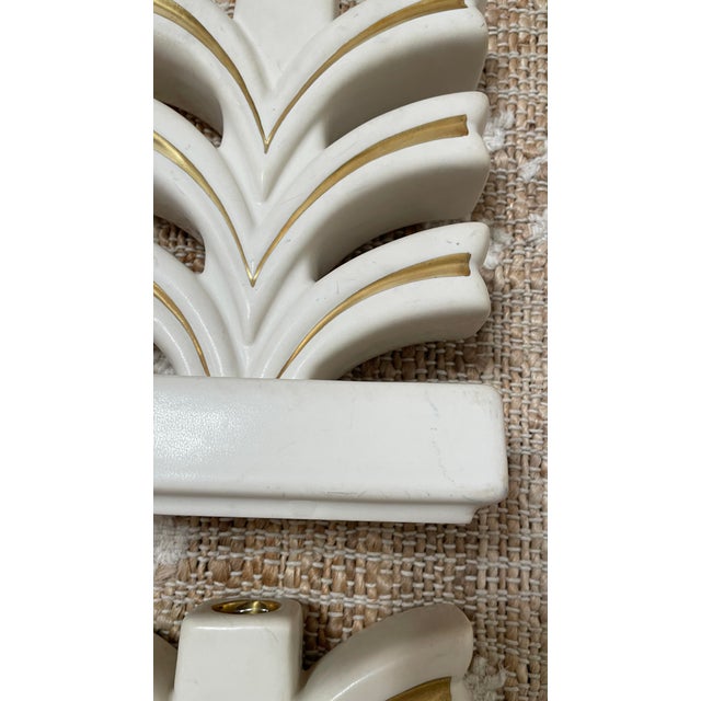 Pair of Vintage Cream Geneva Porcelain-Art Deco Pottery-MCM Candle HOLDERs For Sale - Image 11 of 12