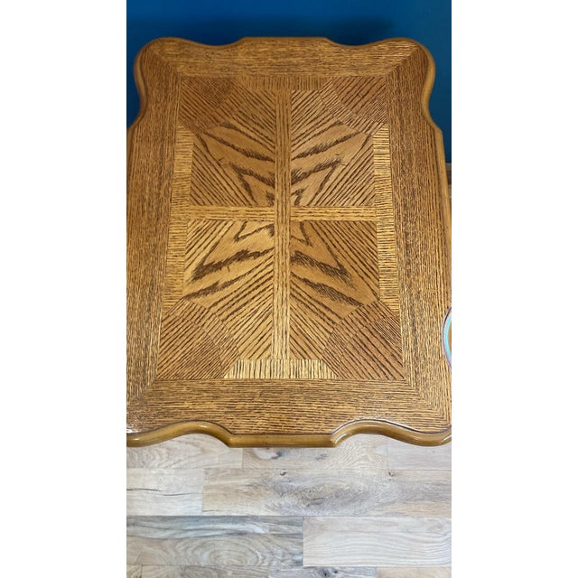 Wood Vintage Solid Oak Side Table With Carved Shell Motif For Sale - Image 7 of 7