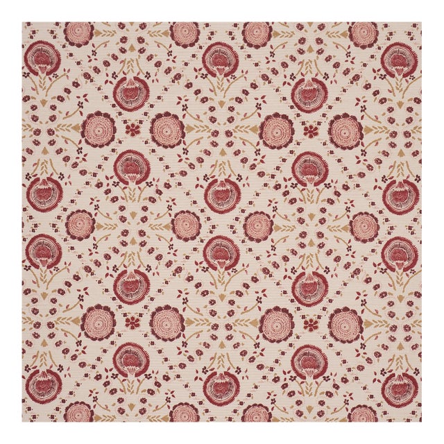 Sample - Schumacher Athena Hand-Screen Print Fabric in Ruby For Sale