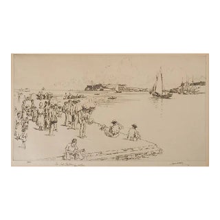 Vintage James McBey Harbor Etching For Sale