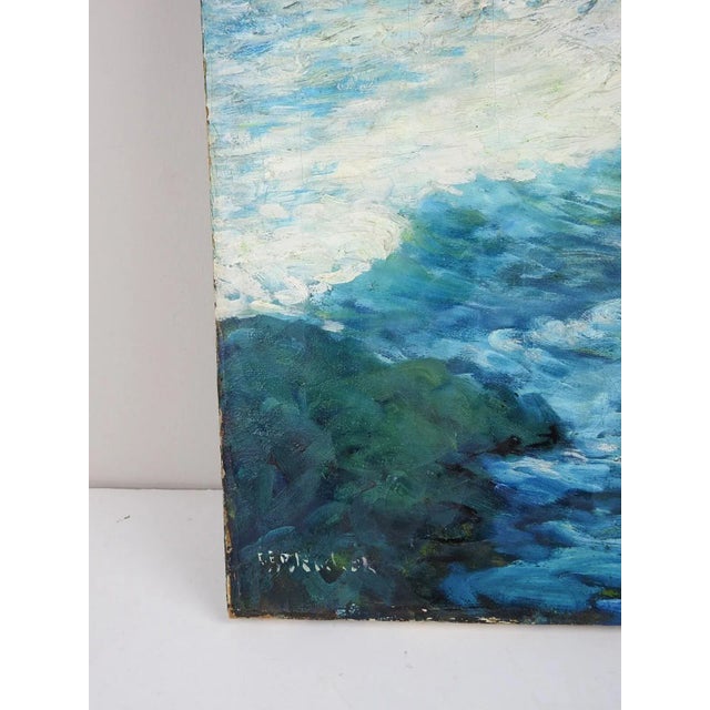 Vintage Early 20th Century Rocky New England Seascape Painting For Sale In Seattle - Image 6 of 8