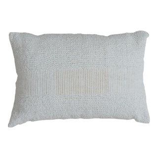 Modern Geometric Wool and Cotton Pillow in Muted Tones For Sale