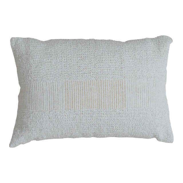 Modern Geometric Wool and Cotton Pillow in Muted Tones For Sale