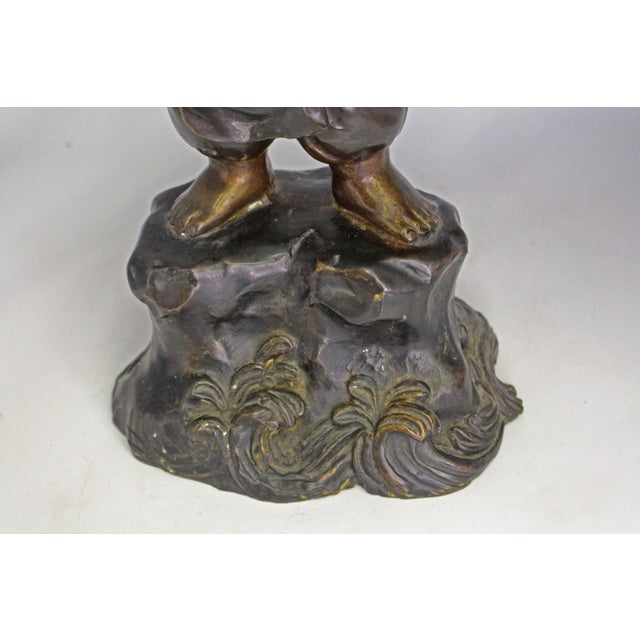 Circa 1912-26 Japanese Bronze of Ebisu, the God of Luck For Sale - Image 12 of 12