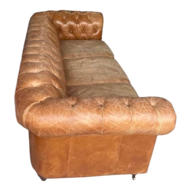Elevate Your Living Space With This Stunning, Handcrafted Chesterfield Sofa in Genuine Tan Leather. For Sale In Raleigh - Image 6 of 6