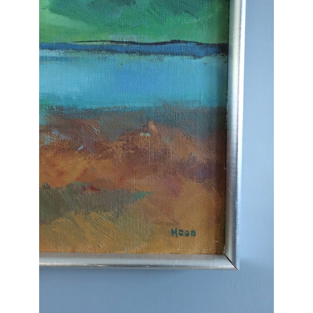 Mid 20th Century Mid-Century Modern 'House Beyond the Green' Vintage Swedish Expressive Landscape Oil Painting, Framed For Sale - Image 5 of 11